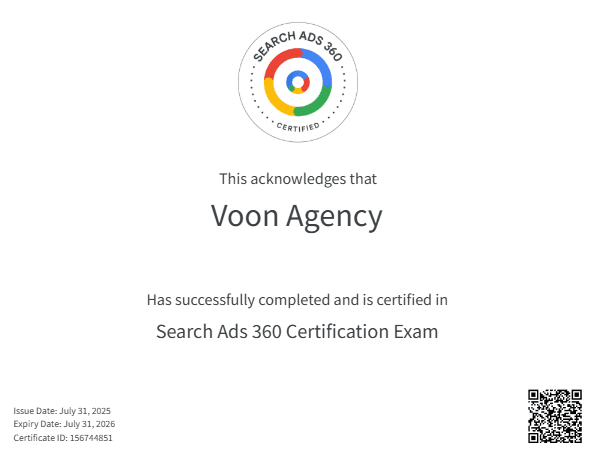 Google Search Ads 360 Sertifikasi Sertifikası
