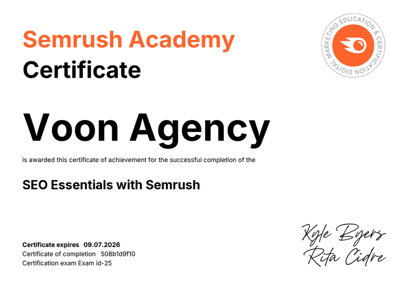 Semrush Seo Essentials Sertifikasi Sertifikası