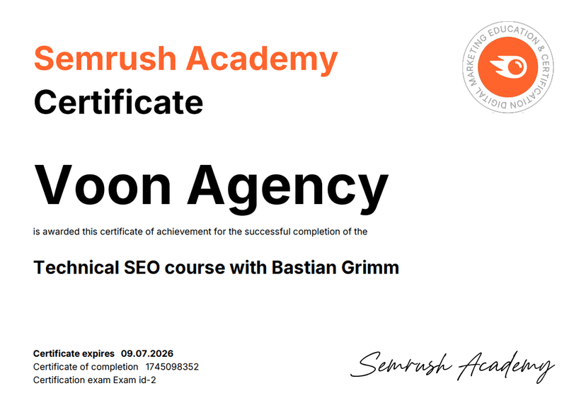 Semrush Technical Seo Sertifikasi Sertifikası